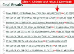 Step-4 how to download Indian army result