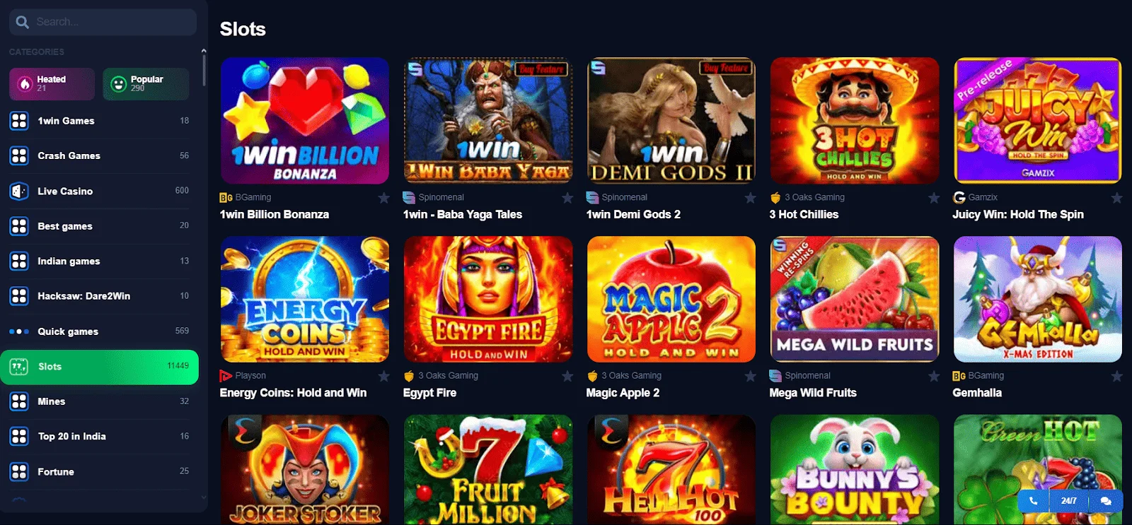 1win Casino Games in India