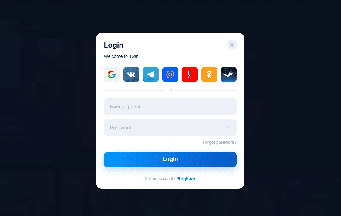 1win login to platform